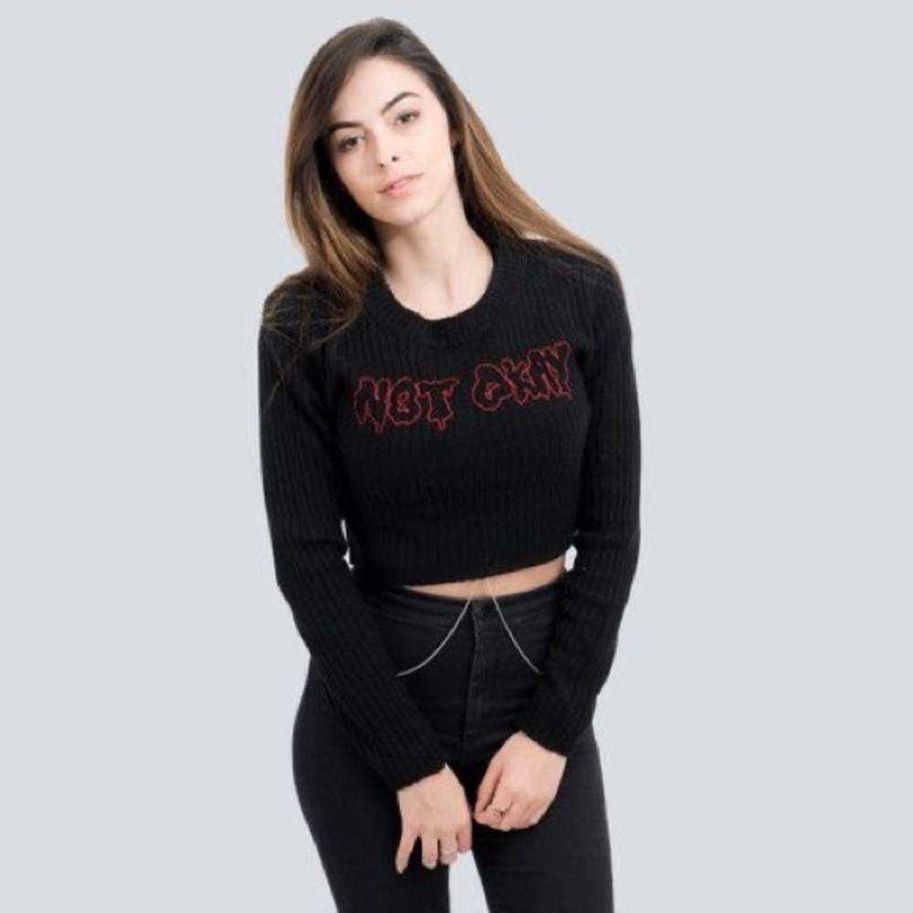 Drop Dead Not Okay Cropped Sweater Size UK 10​​​